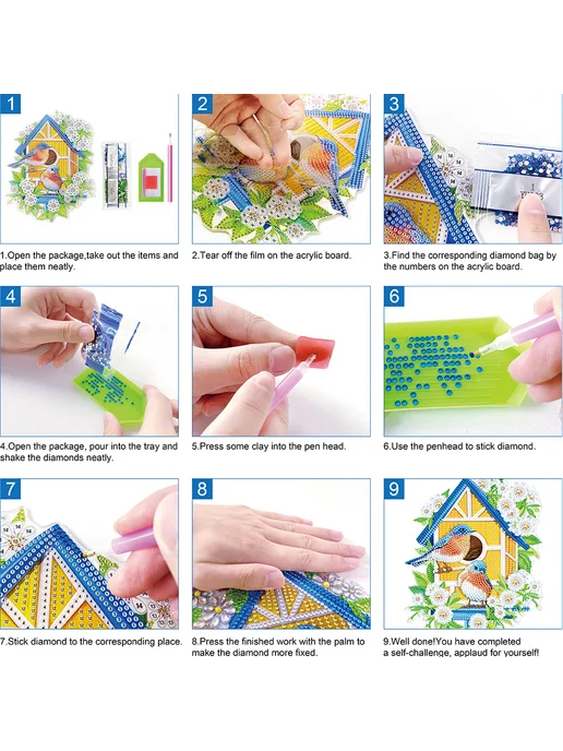 12 шт. наклеек 2D плоский DIY алмазный дизайн для холодильни, 12 шт, фото 8