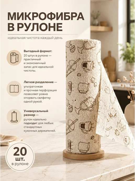 многоразовые салфетки из микрофибры, коричневый, фото 4