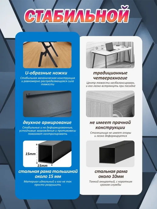 Стол игровой компьютерный ч к,120х60х73,с подсветкой, 120x60x73, фото 7