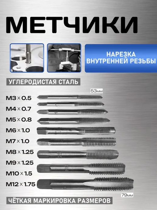Набор метчиков и плашек, вариант, фото 5
