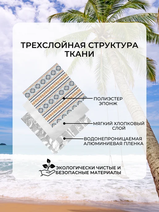 Пляжный коврик, покрывало для пикника 150*200 см, Геометрия, 150x200 см, фото 3