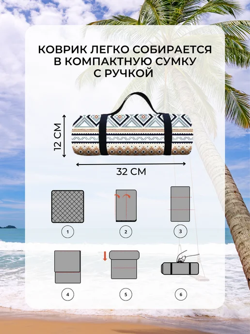 Пляжный коврик, покрывало для пикника 150*200 см, Геометрия, 150x200 см, фото 4