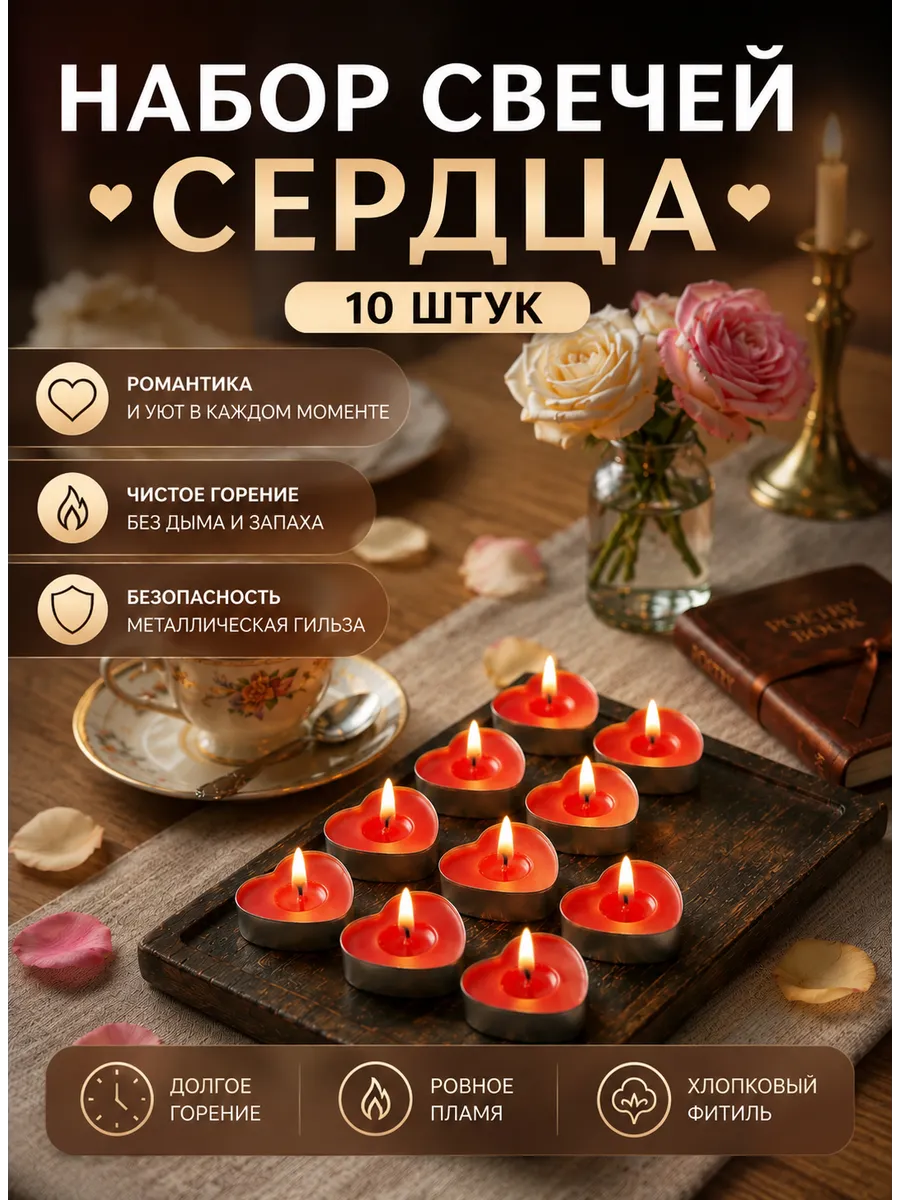 Свечи романтические 10 штук