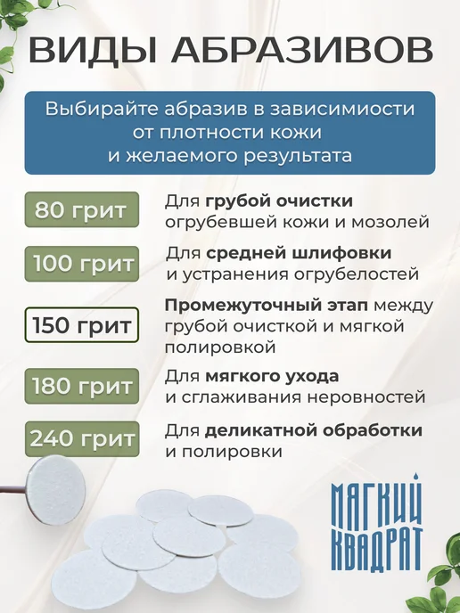 Мягкий Квадрат Сменные файлы для педикюра размер S 150 грит, 50 шт, фото 5