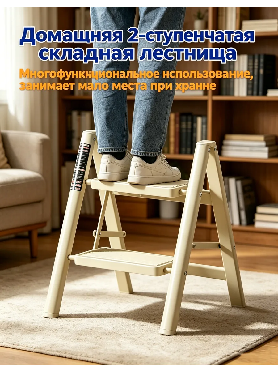 Детская лестница для кухни,2 уровня, антискользящая