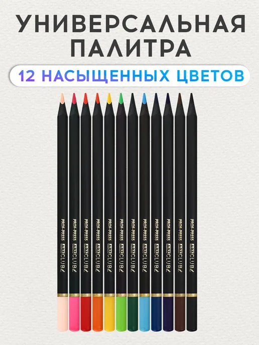 Prof-Press Карандаши цветные для рисования 12 цветов мягкие, 12 цв., фото 3