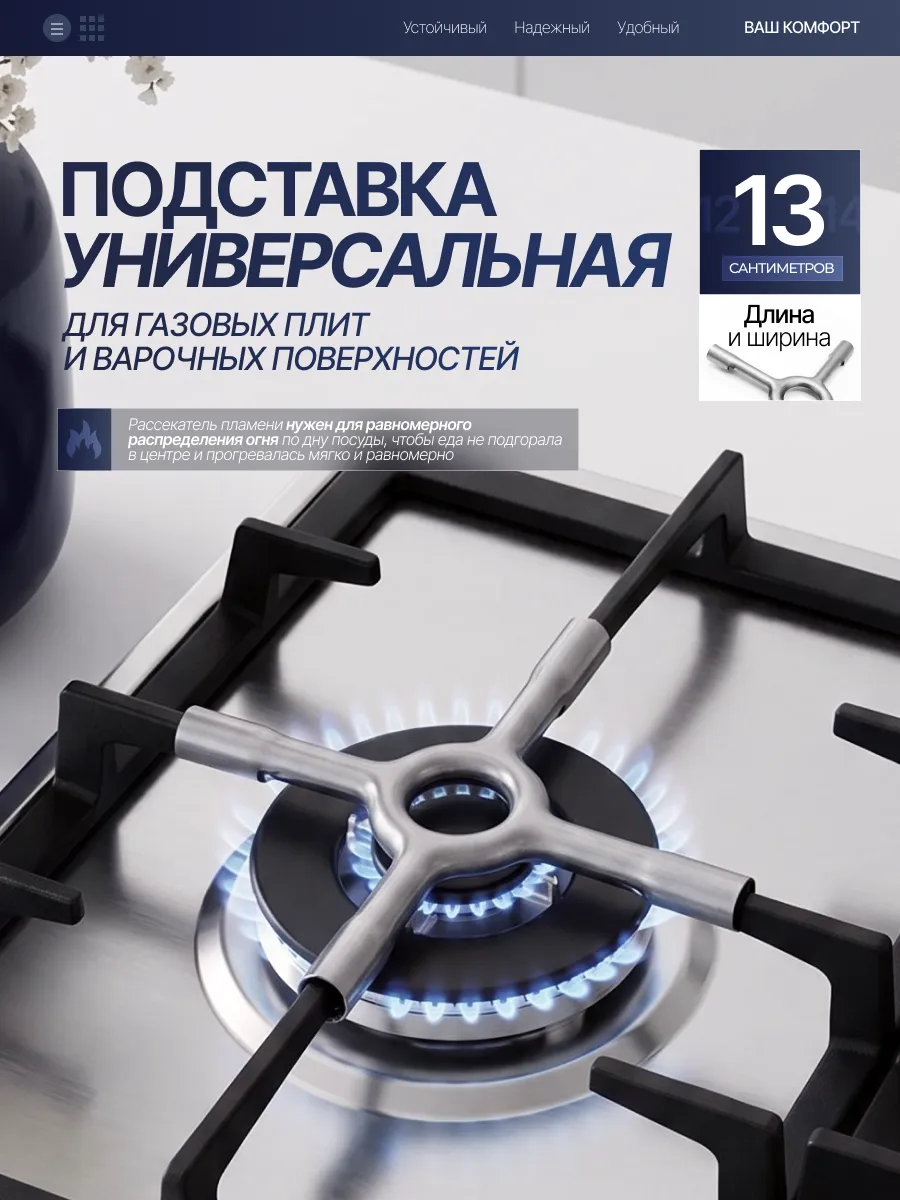 Рассекатель пламени для газовой плиты, подставка, накладка
