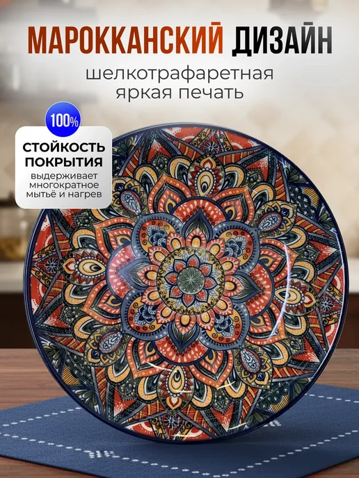 Homium Уют и тепло в каждый дом Узбекская посуда набор тарелок с бортиками для второго, 2 шт, 2 шт, фото 4