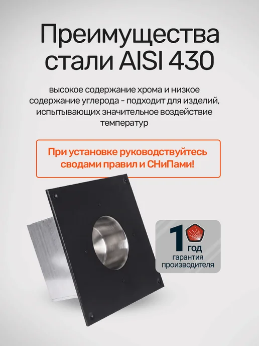 Сталь-Мастер Проходной узел разборный 500*500 — нерж 0,5 мм, 500x500, фото 4