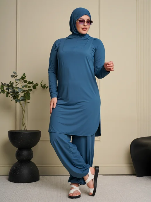 Roza Hijab Буркини мусульманские купальные костюмы, фиолетовый, фото 2