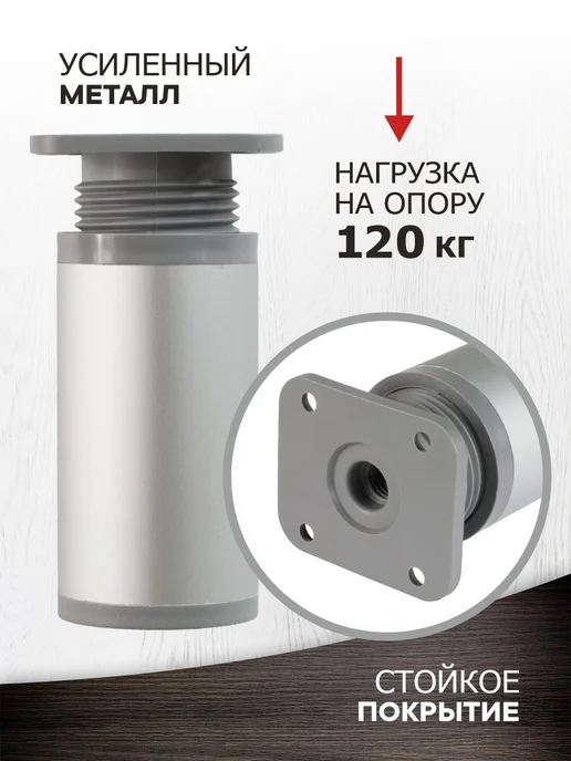 metalheart Опоры для тумбы 4 шт хром матовый 80-100 мм, 4 шт, фото 6