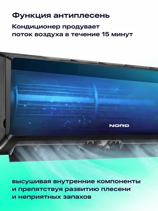 NORD Сплит-система i-24 ICE BLACK, кондиционер для дома настенный, черный, фото 5