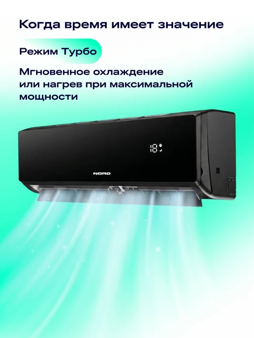 NORD Сплит-система i-24 ICE BLACK, кондиционер для дома настенный, черный, фото 8