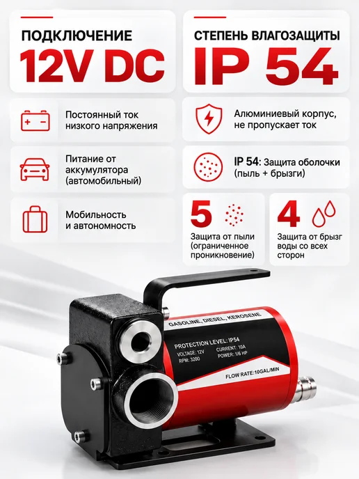 LABUR Насос помповый гсм для перекачки топлива 24v 260w, бензина дизеля и 12V, фото 2
