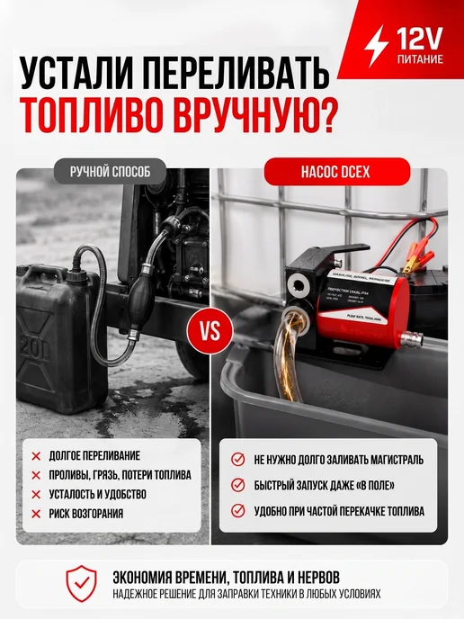 LABUR Насос помповый гсм для перекачки топлива 24v 260w, бензина дизеля и 12V, фото 5