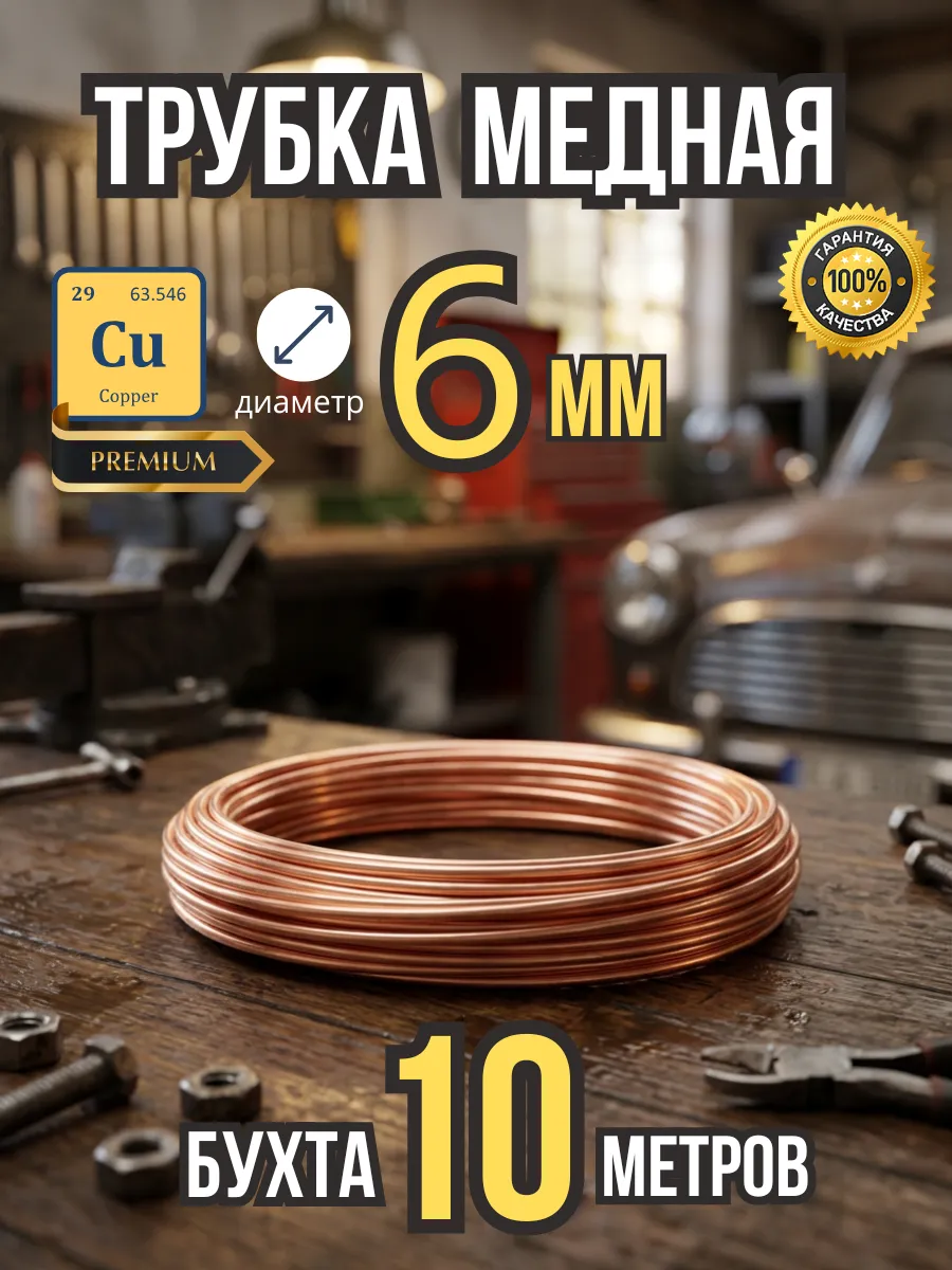 Трубка медная 6мм. 10 метров