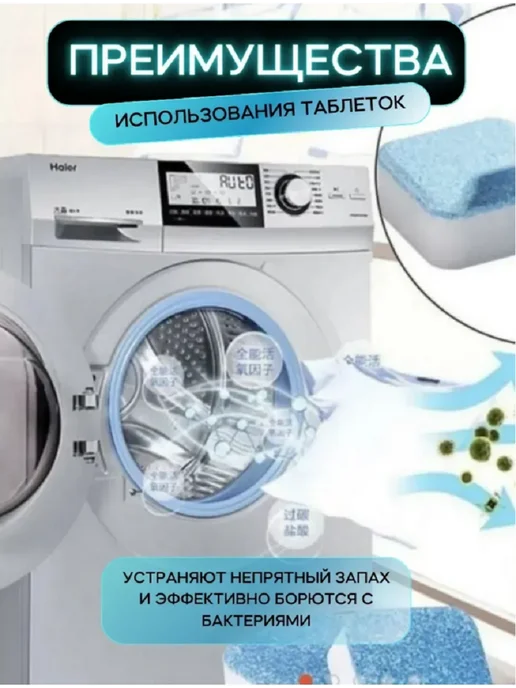 Очиститель для стиральных и посудомоечных машин в таблетках, 24 шт, фото 7