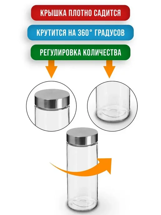 Емкость для специй банка для сыпучих, серый, фото 7