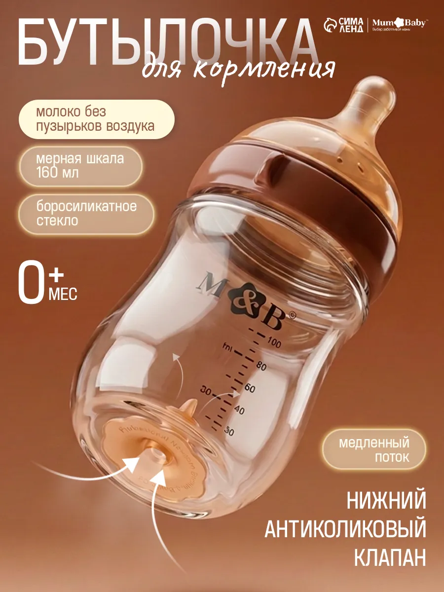 Бутылочка для новорожденных, 160 мл, 0+