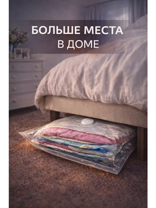 Пакет вакуумный 70×100 см для хранения одежды экономия места, 70x100 см, фото 4