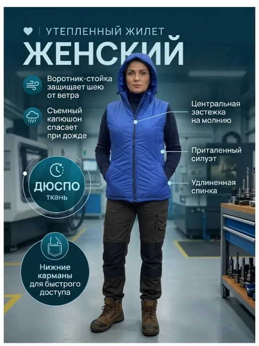 Глобал Спецодежда Жилет утепленный, синий, фото 2