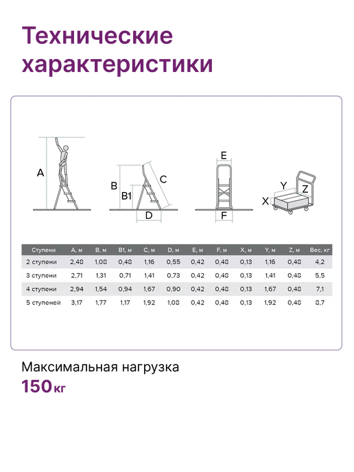 Надёжа Стремянка стальная 2 ступени, вариант, фото 4