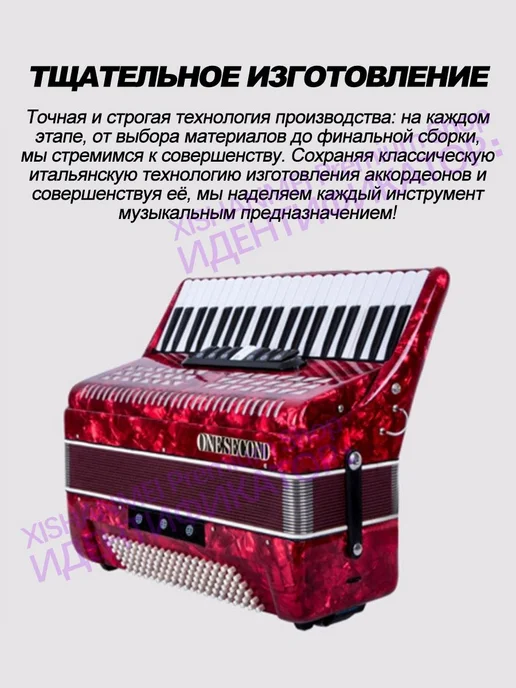 Профессиональный и начинающий клавишный аккордеон, красный, фото 5