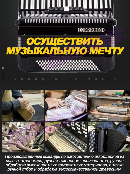 Профессиональный и начинающий клавишный аккордеон, красный, фото 6