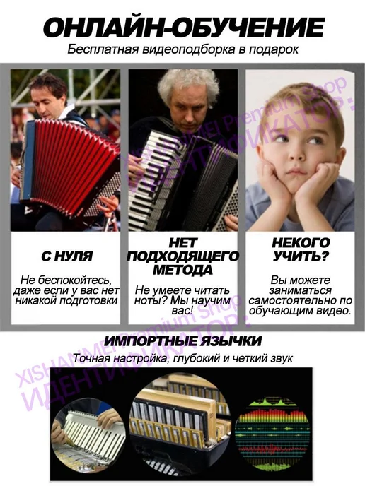 Профессиональный и начинающий клавишный аккордеон, красный, фото 8