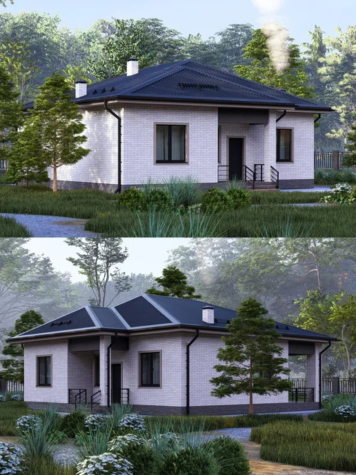 Хородом Проект одноэтажного дома из керамоблока 2 спальни 80м2, вариант, фото 7