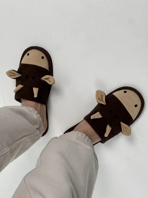 TapModa Тапочки домашние мужские закрытые, коричневый, фото 4