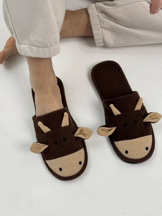 TapModa Тапочки домашние мужские закрытые, коричневый, фото 5
