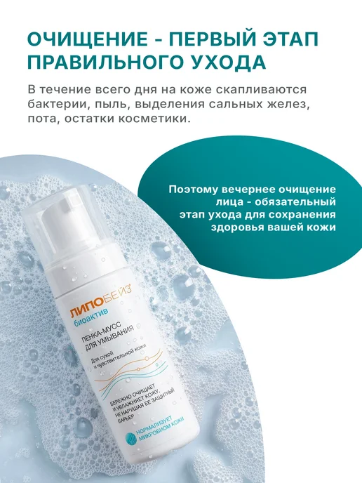 ЛИПОБЕЙЗ БИОАКТИВ Пенка мусс для умывания, 150 мл, фото 3