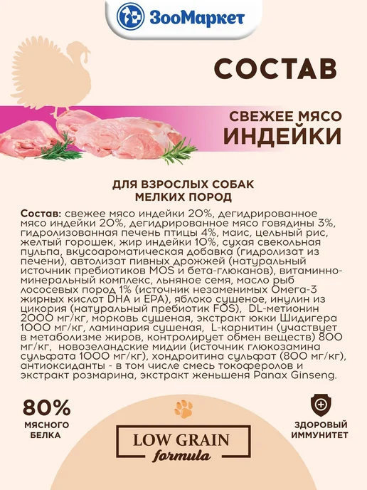 Сухой корм Chester Пребиотиками Аллергии для собак, индейка, 1 кг, фото 3