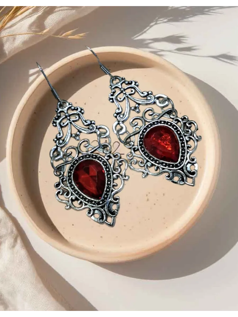 Серьги восточные красные