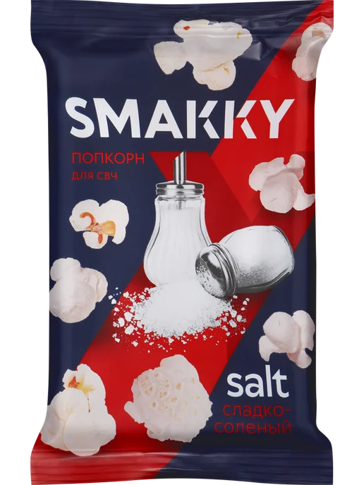 SMAKKY Попкорн для приготовления в свч сладко-соленый 90 г, 4 уп, 90 г, фото 2