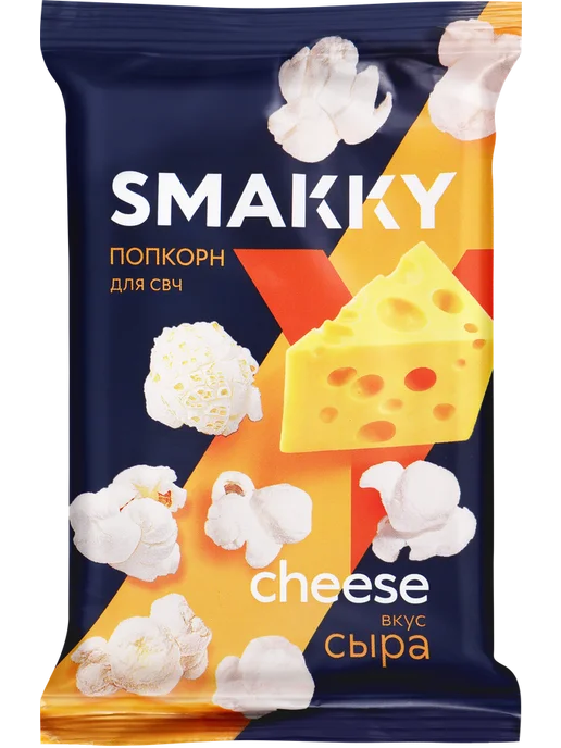 SMAKKY Попкорн для приготовления в свч вкус сыра 90 г, 4 уп, 90 г, фото 2