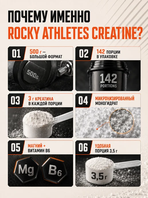 Olimp Sport Nutrition Креатин моногидрат ROCKY ATHLETES 500 г, 500 г, фото 2