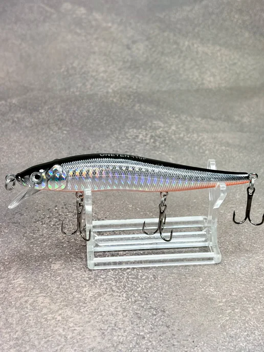columbia fishing company Воблер на щуку, Шумовой Минноу Silver Oneten110F, серебристый, фото 2