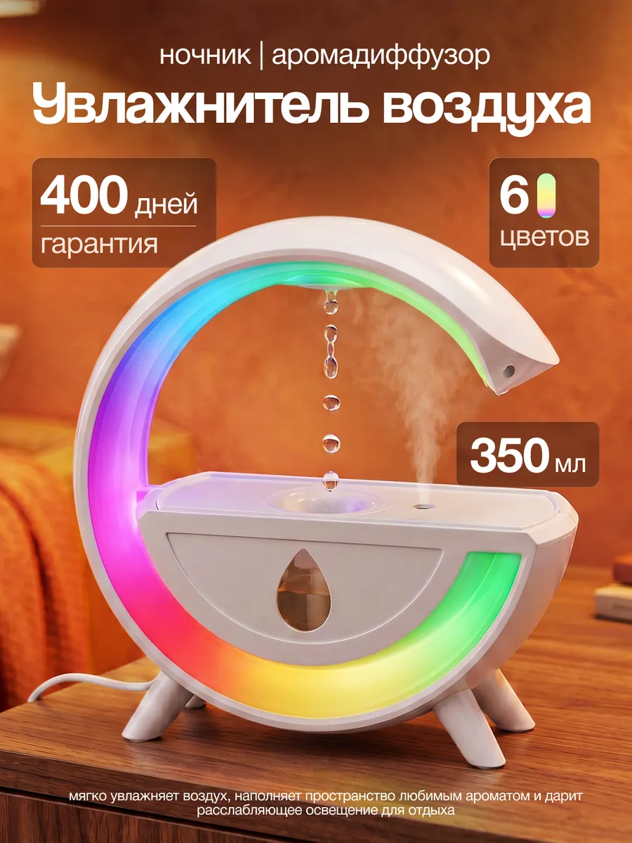 Увлажнитель воздуха мини для дома настольный с подсветкой