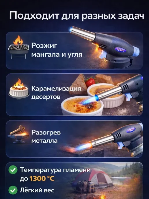 ноакаж Газовая горелка для баллончика с регулировкой пламени, вариант, фото 2