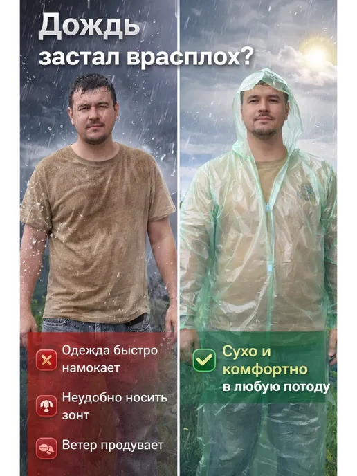 ками96 Плащ дождевик для рыбалки непромокаемый, вариант, фото 2