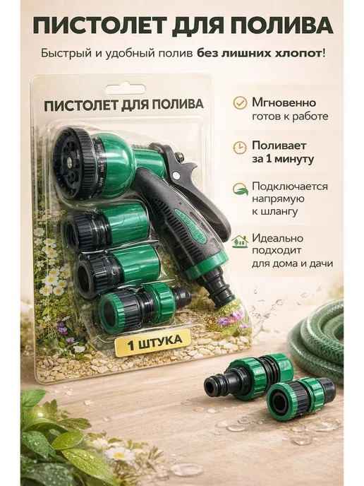 фа31 Пистолет для полива 7 режимов насадка на шланг авто, вариант, фото 2