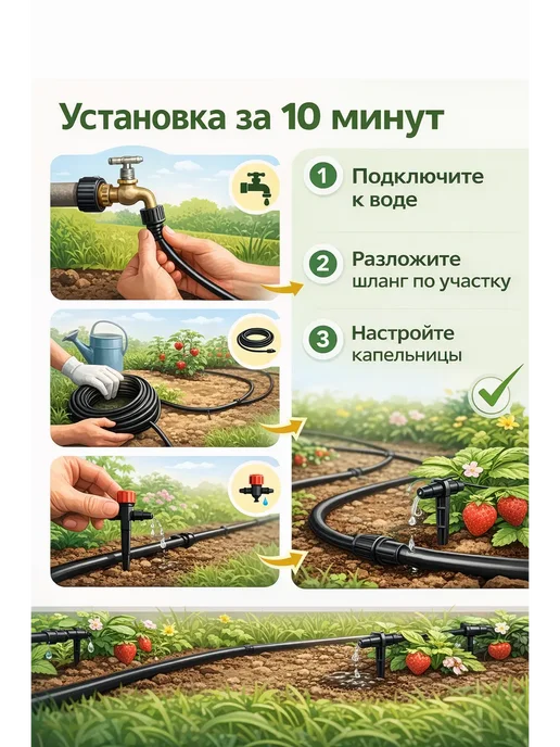 диди7 Набор капельного полива система для теплицы и сада, вариант, фото 3