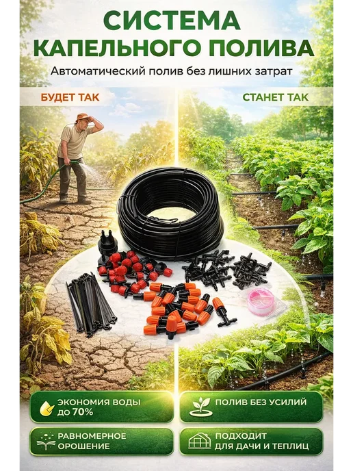 диди7 Набор капельного полива система для теплицы и сада, вариант, фото 4