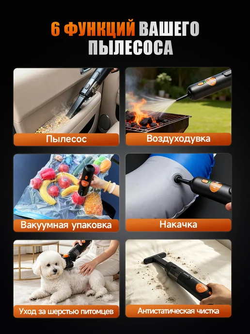 JZOOM Пылесос для автомобиля беспроводной мощный, вариант, фото 6