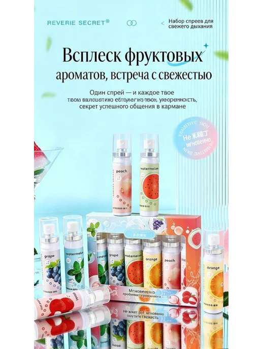Набор спреев для свежего дыхания персик, личи, вариант, фото 5