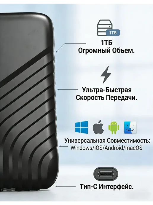 Внешний SSD 4 ТБ и жесткий диск 4 ТБ для телефона, дачи, пу, 4 ТБ, 4 ТБ, фото 7
