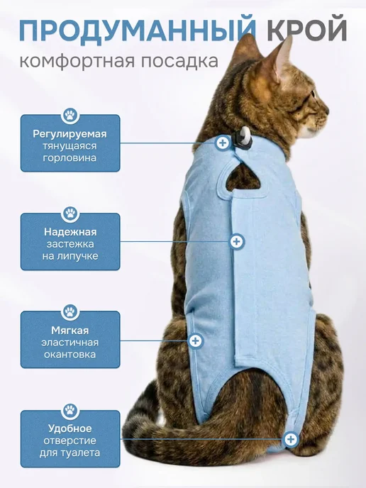 Попона послеоперационная для кошек и мелких пород собак, вариант, фото 2