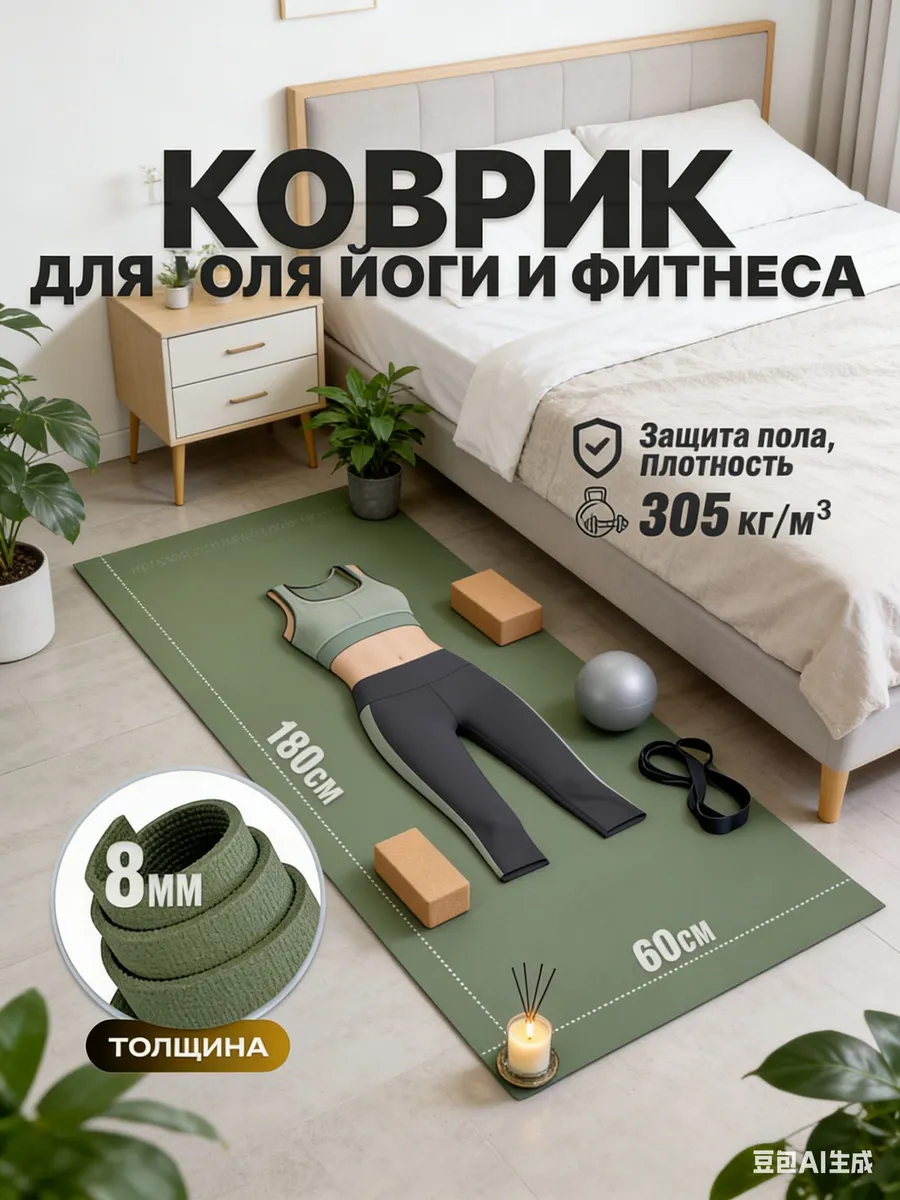 Коврик под тренажер премиум, 180х60 см, 8 мм